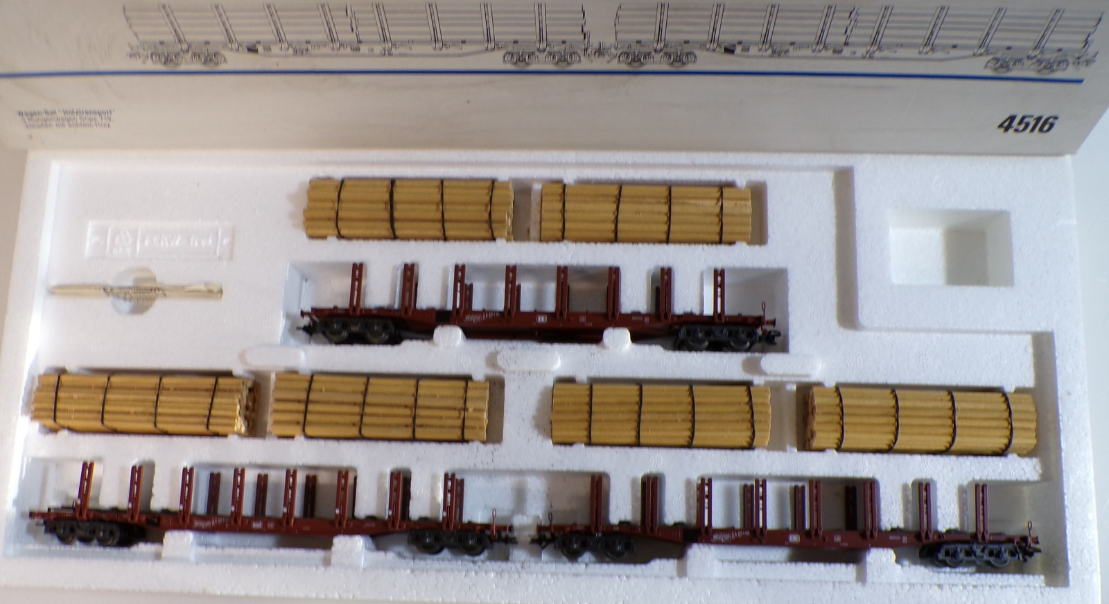 Märklin H0 4516 Wagen-Set Holztransport 3 tlg. der DB in OVP BH1913 – Bild 3