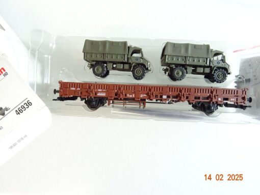 Märklin H0 46936 Rungenwagen mit 2 BW Unimogs der DB in OVP PR5984