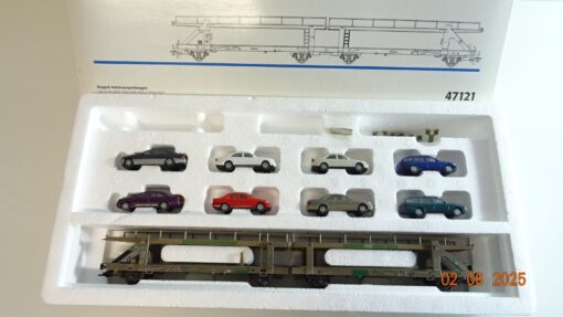 Märklin H0 47121 Doppel-Autotransportwagen mit 8 MB PKW´s in OVP PR8187