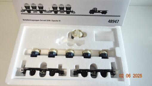 Märklin H0 48947 Behältertragwagen-Set Birkel ohne LKW der DB in OVP PR8141