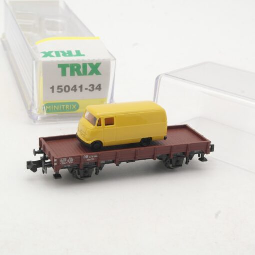 Minitrix N 15041-34 Niederbordwagen mit Mercedes L319 der DB in OVP RR539