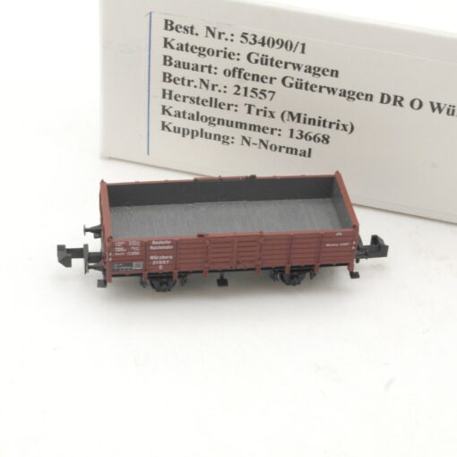 Minitrix N offener Güterwagen Würzburg der DR in EVP RR4178