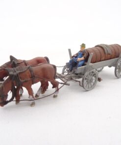 Preiser H0 Pferdegespann mit Anhänger + Fahrer RR1702 o.