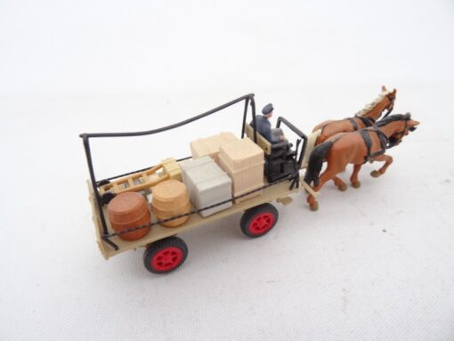 Preiser H0 Pferdegespann mit Anhänger und Ladegut RR1688 o. – Bild 3
