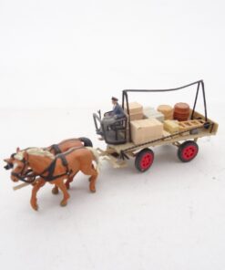 Preiser H0 Pferdegespann mit Anhänger und Ladegut RR1688 o.