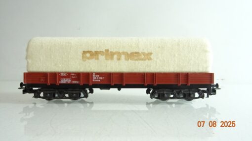 Primex H0 Niederbordwagen vierachsig mit Plane Primex PR9461 o.