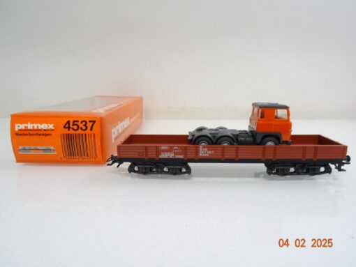 Primex Märklin H0 4537 Niederbordwagen 4-achsig mit LKW der DB in OVP PR5760