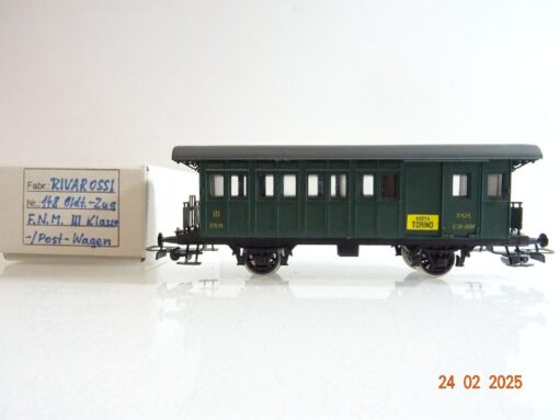 Rivarossi H0 Personenwagen 3.Kl./Postabt. CD.601 der FN Milano in EVP PR6219