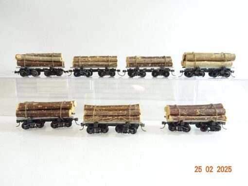 Rivarossi H0 Rundholzloren 7 Stück mit Rundholzladung PR6246 o.