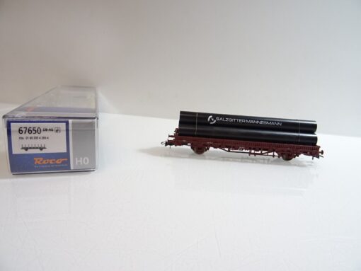 Roco H0 67650 Güterwagen Rungenwagen  mit Rohren der DB in OVP TF402