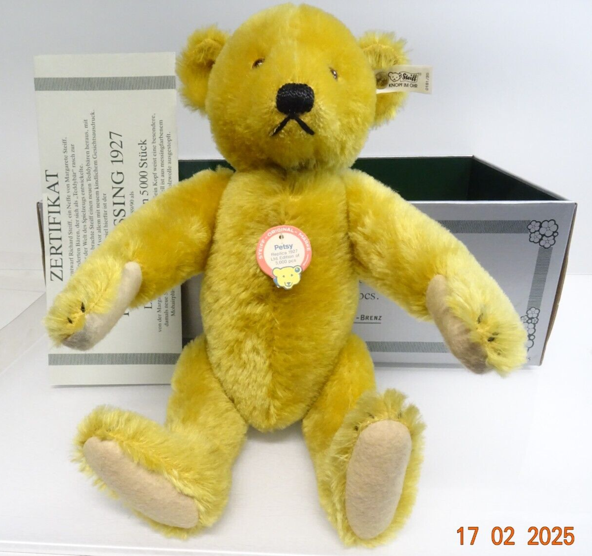 Steiff 407376 Replica 1989/90 Petsy messing 1927 limitiert in OVP LE8691