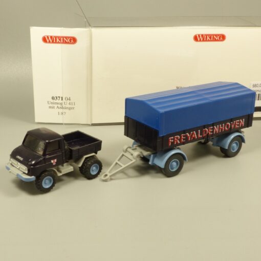 Wiking 1:87 037104 Unimog U 411 mit Anhänger Freyaldenhoven in OVP EX7144