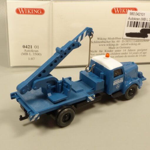 Wiking 1:87 042101 MB L 3500 Autokran Mercedes Benz Service in OVP EX7169 – Bild 3