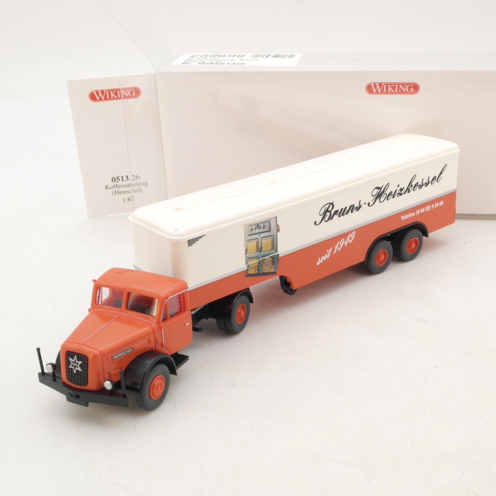 Wiking 1:87 0513 26 Henschel Sattelzug Bruns Heizkessel neuwertig in OVP RG8108