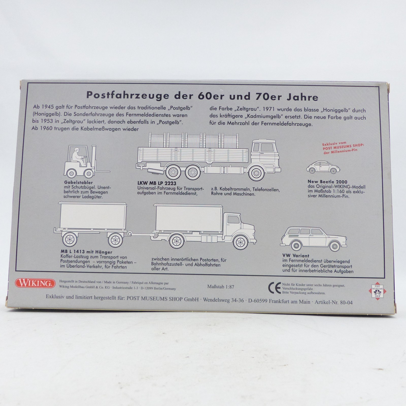 Wiking 1:87 PMS 80-04 Postfahrzeuge der 60er + 70er Jahre in OVP EX8522 – Bild 3