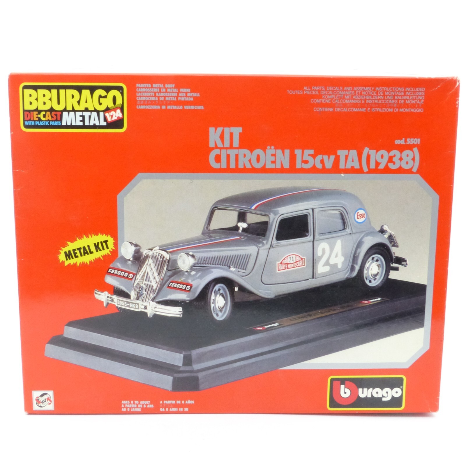 Bburago 1:24 Kit: 5501 Citroën 15cv TA (1938) grau #24 gebaut, in OVP EX479