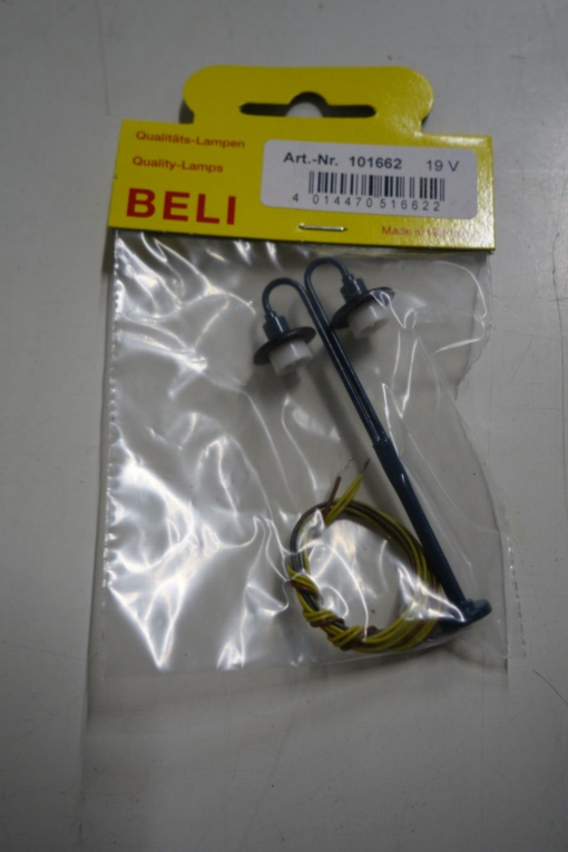 Beli Spur H0 Doppelbogenlampe ca. 80mm Höhe in OVP KP117