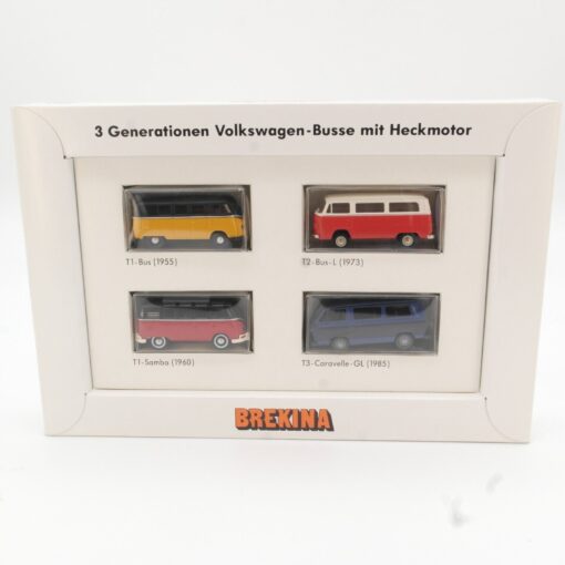 Brekina 1:87 9027 Set 3 Generationen VW Busse mit Heckmotor in OVP QR3612