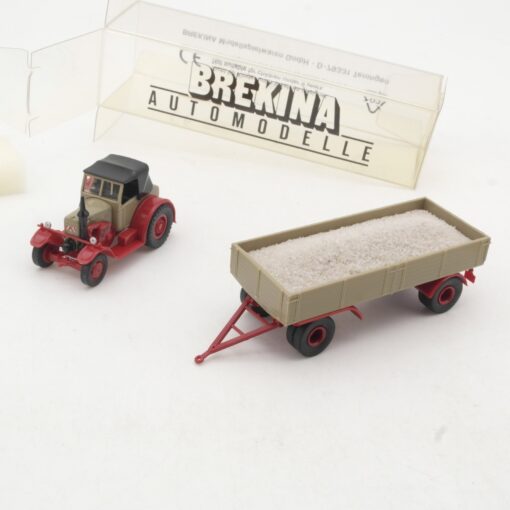 Brekina 1:87 Lanz Bulldog mit Anhänger +Ladung Bau AG in OVP RR3627