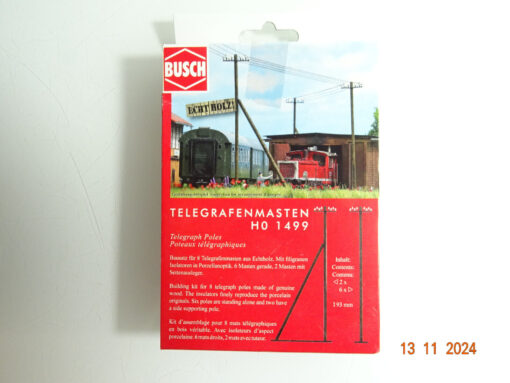 Busch H0 1499 Telegrafenmasten aus Echt Holz siehe Foto in OVP CK4000