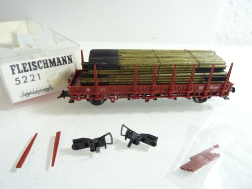Fleischmann H0 5221 Rungenwagen mit Ladung der DB in OVP RR717 – Bild 3