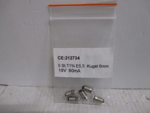 Glühlampe 19V 60mA E5/5 T1 3/4 6mm Glühbirne Lampe Birne 5 Stück m.OVP  WW503