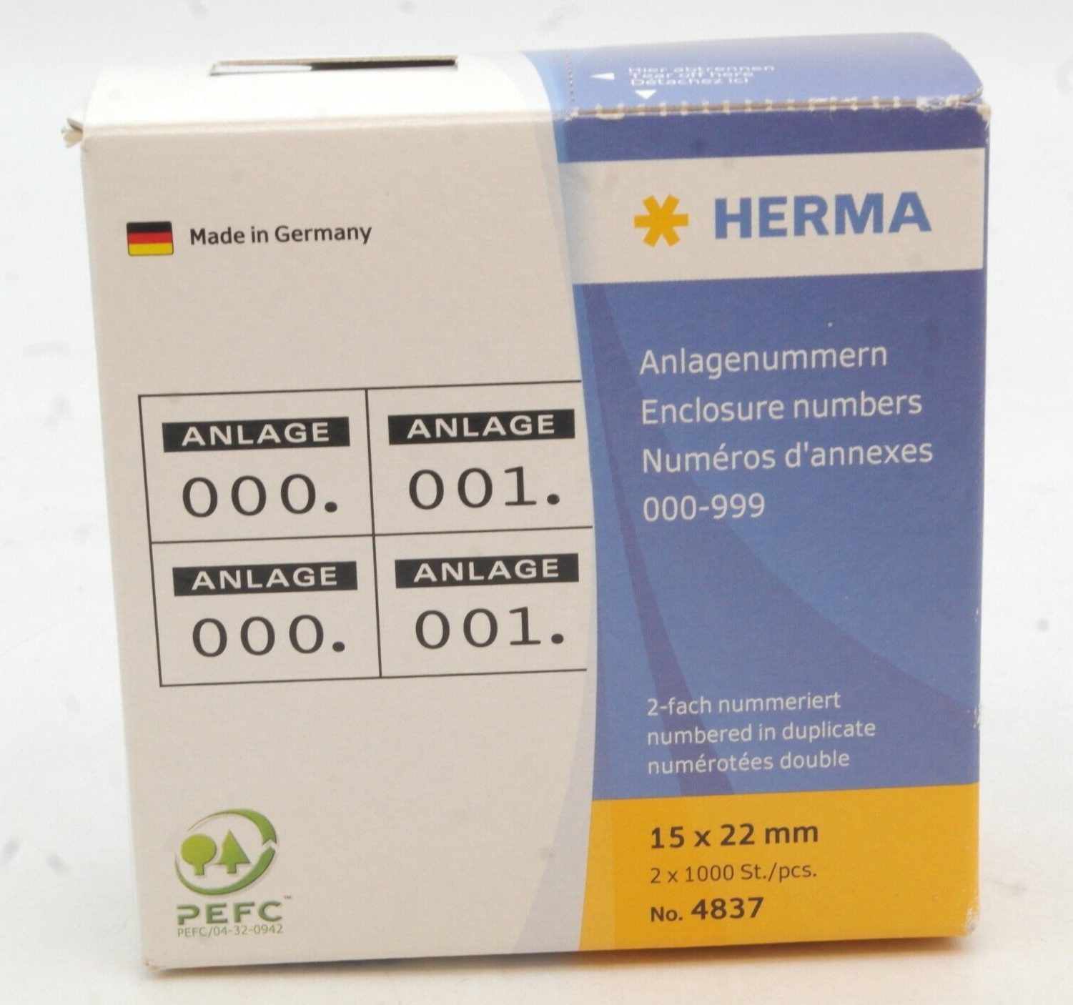 HERMA 4834 Anlagenummern selbstklebend 2-fach 15x22 mm in OVP RG3949 – Bild 3