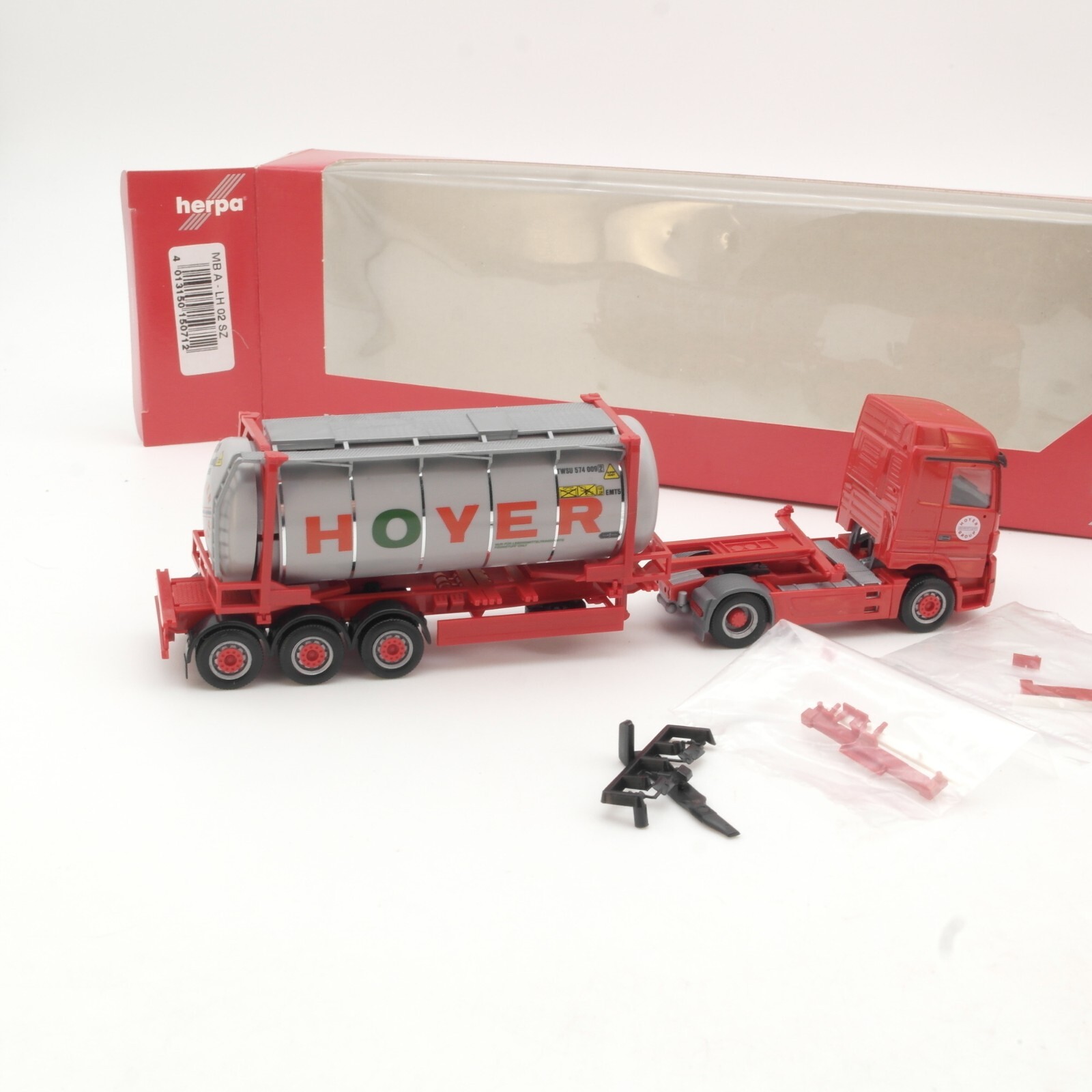 Herpa 1:87 150712 Actros LH '02 Tankcontainer-Sattelzug Hoyer in OVP QR7653 – Bild 3