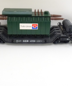 LGB Spur G 4058 Tiefladewagen mit grünen Trafo Union siehe Foto in OVP PK3019