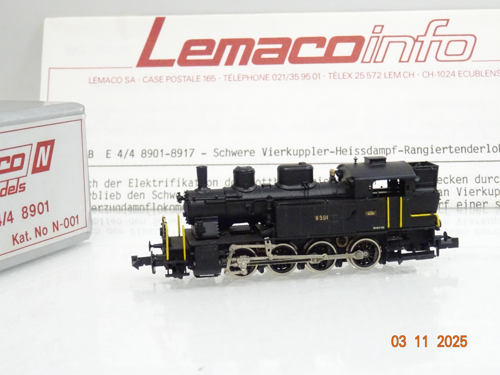 Lemaco N 001 Schweiz Dampflok E 4/4 8901 der SBB in OVP JL4022