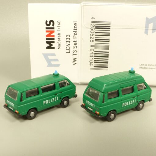 Lemke Minis 1:160 LC4333 VW T3 Set Polizei in OVP EX6176 – Bild 3