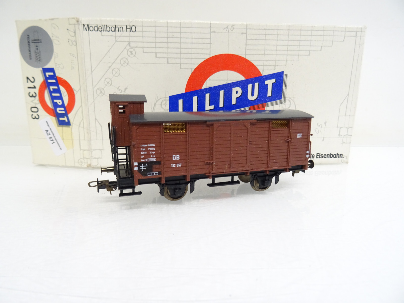 Liliput H0 213 03 Gedeckter Güterwagen der DB mit BrHs in OVP LE1340