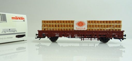 Märklin H0 00691-1 Niederbordwagen beladen mit Terracotta-Töpfen in OVP AR8029
