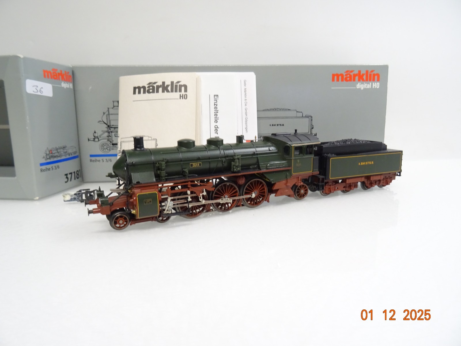 Märklin H0 37181 Dampflok S 3/6 3644 der K.Bay.Sts.B. Digital in OVP JL4780