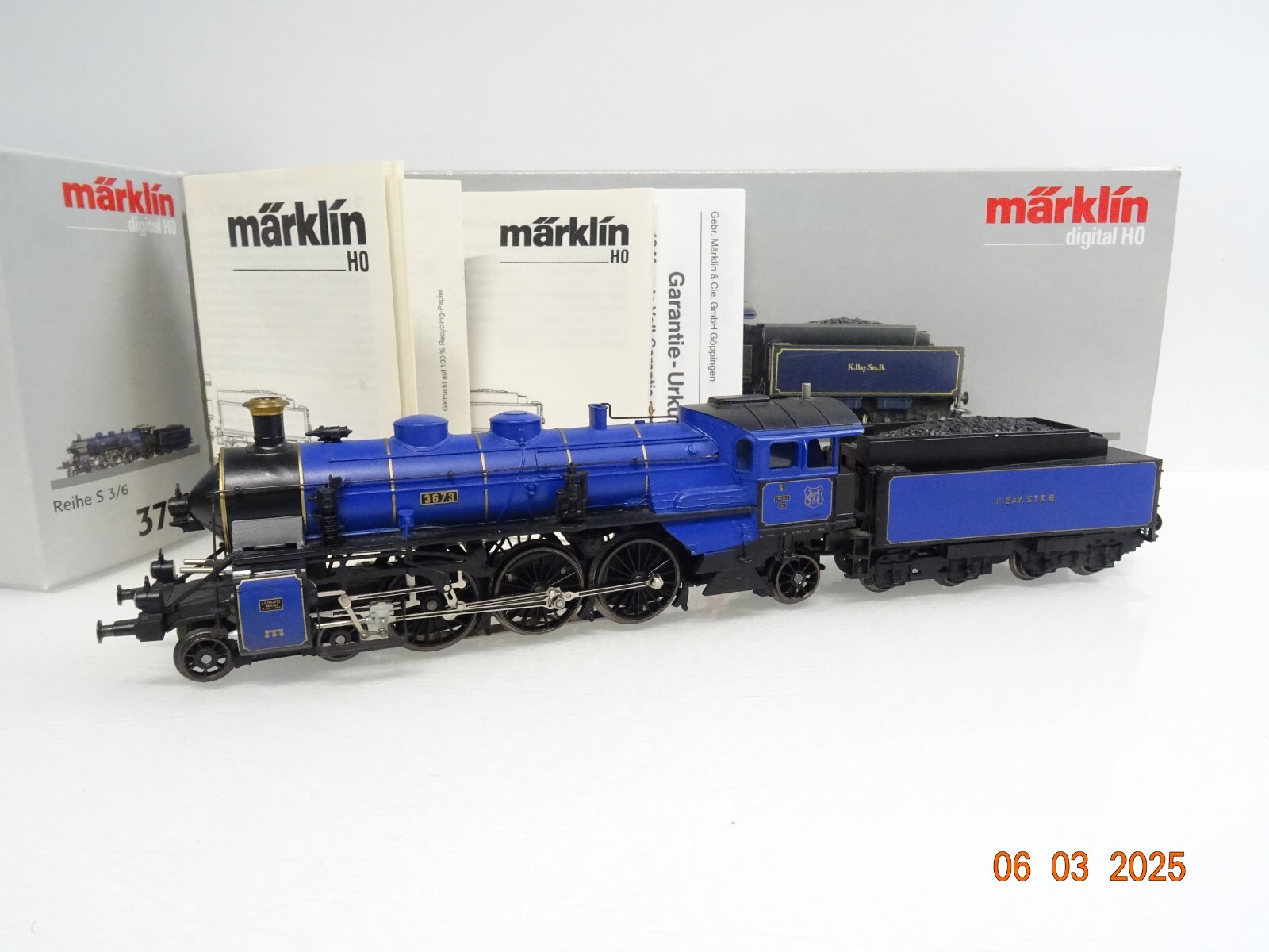 Märklin H0 37186 Dampflok S 3/6 Königsblau K.Bay.Sts.B. Digital in OVP LE9211