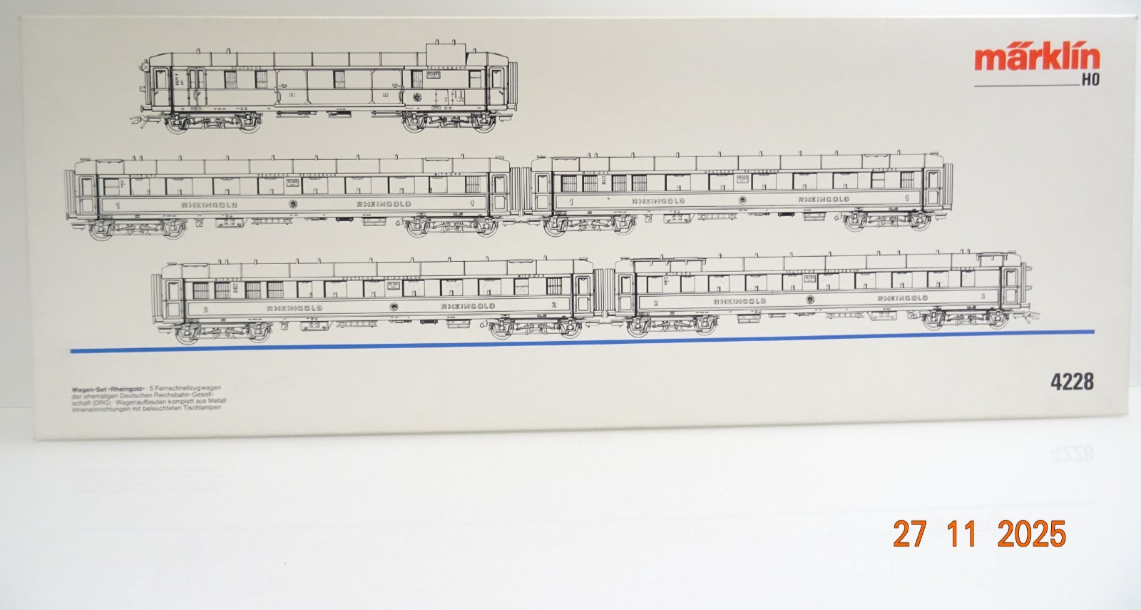 Märklin H0 4228 Wagen-Set 5tlg. Rheingold der DRG beleuchtet in OVP JL4737 – Bild 3