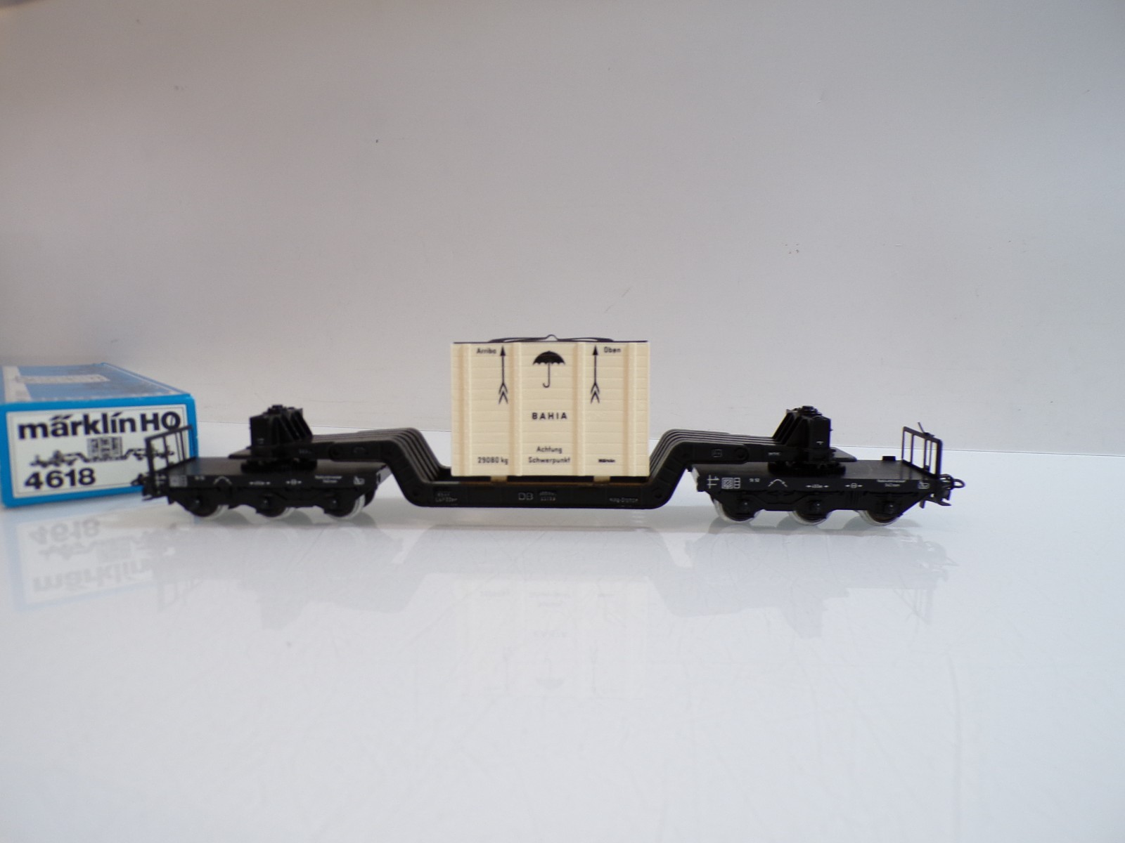 Märklin H0 4618 Tiefladewagen mit Überseekiste der DB in OVP BH1755 – Bild 3