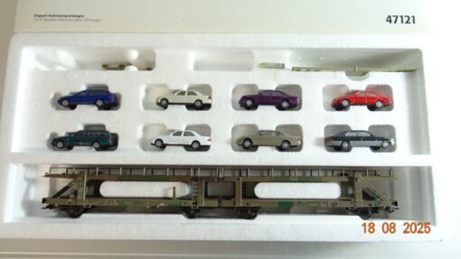 Märklin H0 47121 Doppel-Autotransportwagen mit 8 Mercedes Benz PKW in OVP PR9617