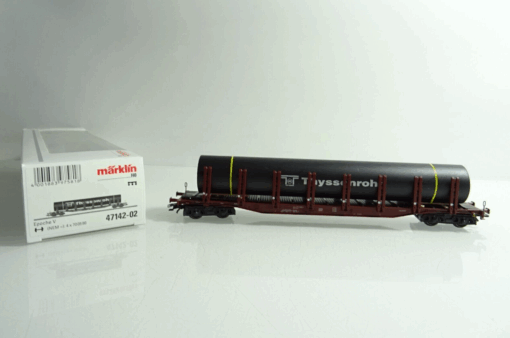 Märklin H0 47142-02 Rungenwagen mit Röhre Thyssenrohr der DB in OVP TF869