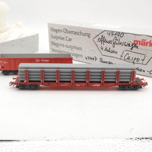 Märklin H0 47717 Rungenwagen der DB Cargo + 47190 Güterwagen offen in VP QR8553 – Bild 3