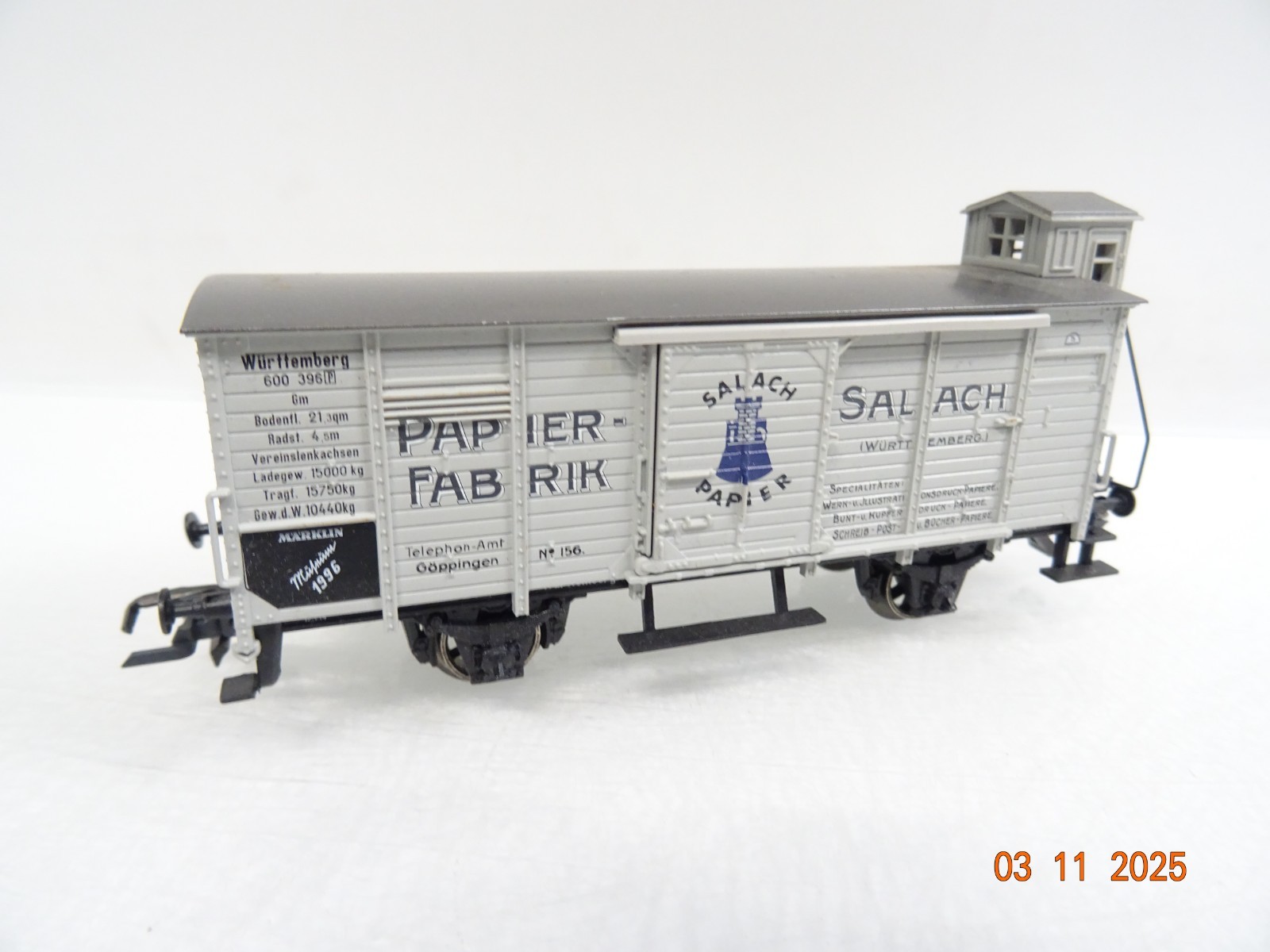 Märklin H0 Güterwagen Paper Fabrik Salach RR4330 o. – Bild 3