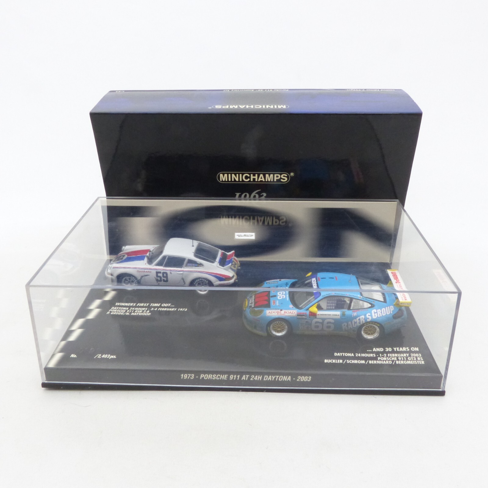 Minichamps 1:43 2er Set Porsche 911 1973 & 2003 Winners Daytona in EVP EX4302