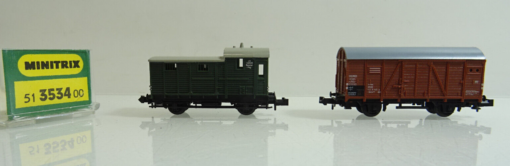 Minitrix N 3534 gedeckter Güterwagen & Güterzugbegleitwagen der DR in OVP AR7855