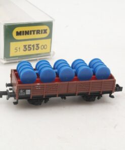 Minitrix N 51 3513 00 Niederbordwagen mit Ladung der DB in OVP RR4405