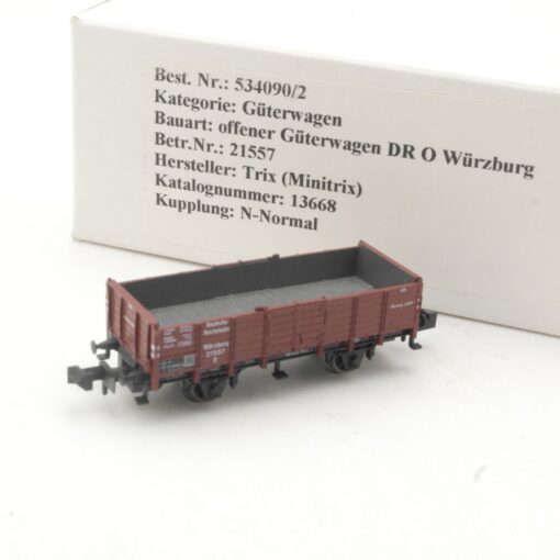 Minitrix N offener Güterwagen Würzburg der DR in EVP RR4175