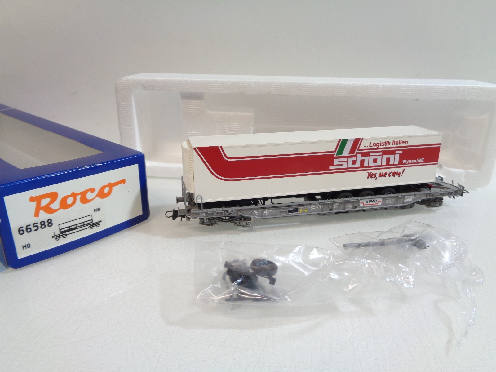 Roco H0 66588 AC Taschenwagen mit Auflieger Schöni der SBB in OVP RR5671