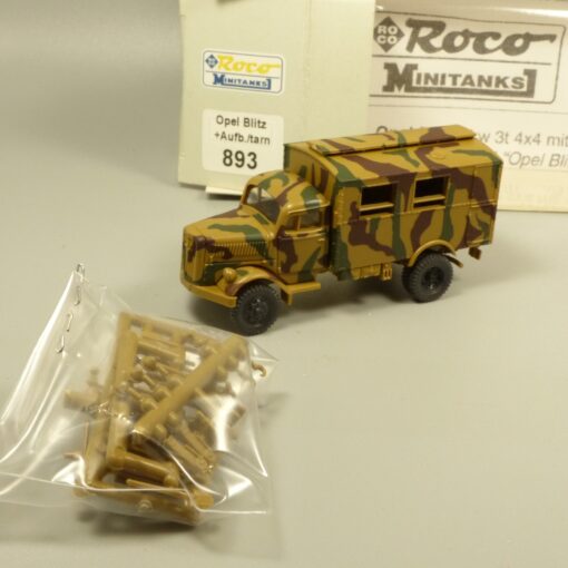 Roco Minitanks 1:87 H0 893 Opel Blitz mit Aufbau getarnt Militär in OVP EX7807