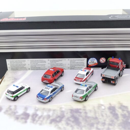 Schuco 1:87 9655 Einsatzfahrzeuge der Feuerwehr + Polizei 6er-Set in OVP EX6650 – Bild 3