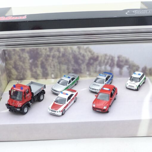 Schuco 1:87 9655 Einsatzfahrzeuge der Feuerwehr + Polizei 6er-Set in OVP EX6650