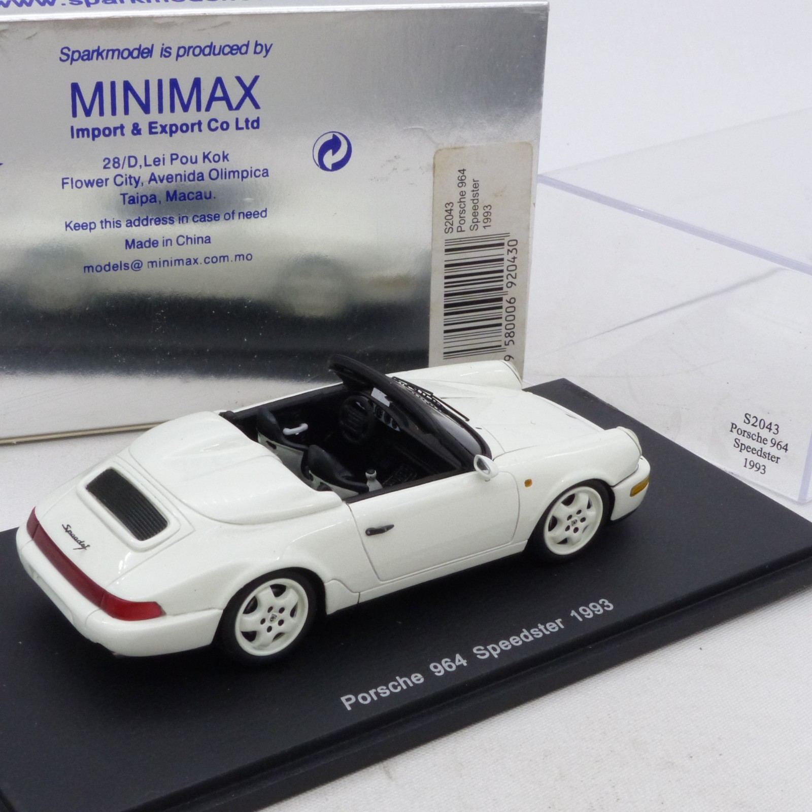 Spark 1:43 S2043 Porsche 964 Speedster 1993 weiß in OVP EX7968 – Bild 3